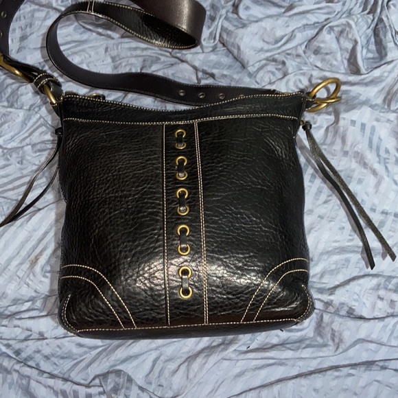 EUC VINTAGE COACH CHELSEA  LACED DUFFLE CROSSBODY SHOULDER BAG 10399 black - Picture 7 of 11